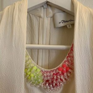 phillip lim Silk Off White Embellished Top